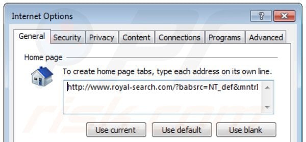 Remova royal-search.com da página inicial do Internet Explorer