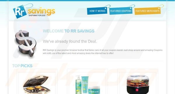 Barra de ferramentas RR Savings
