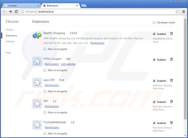 Remova SaveNeto do Google Chrome passo 2