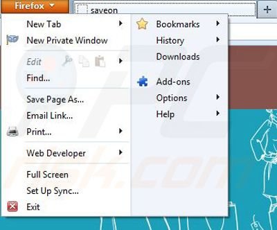 Remover Save On do Mozilla Firefox passo 1