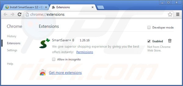 Remova SmartSaver do Google Chrome passo 2