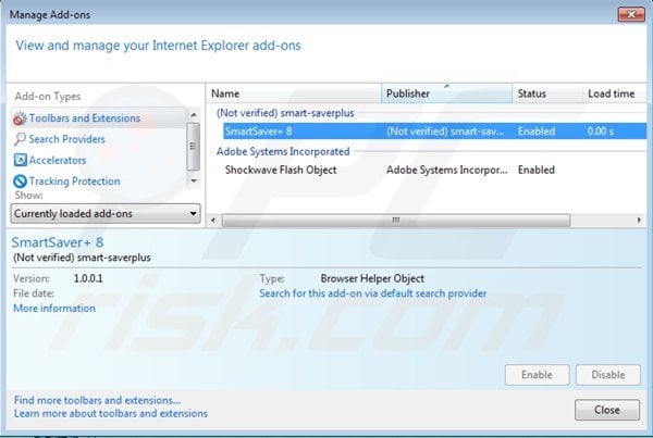 Remova SmartSaver do Internet Explorer passo 2