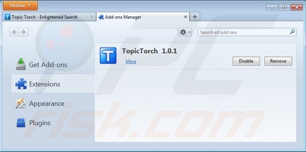 Remova Topic Torch do Mozilla Firefox passo 2
