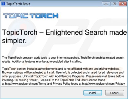 Instalador de adware Topic Torch
