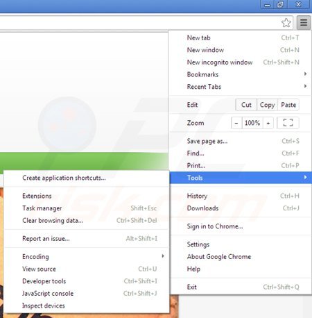 Remova TrusteDealz do Google Chrome passo 1