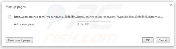 Remova o vírus istart.webssearches.com da página inicial do Google Chrome 