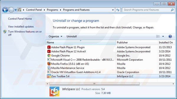Remoção do vírus ISearch.Zoo.com via Painel de Controlo