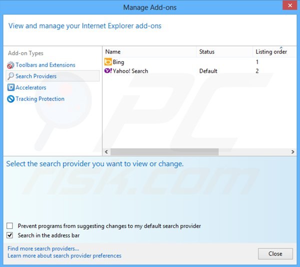 Remova o redirecionamento ask-tb.com do motor de buca padrão do Internet Explorer