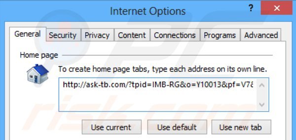 Remova o redirecionamento ask-tb.com da página inicial do Internet Explorer