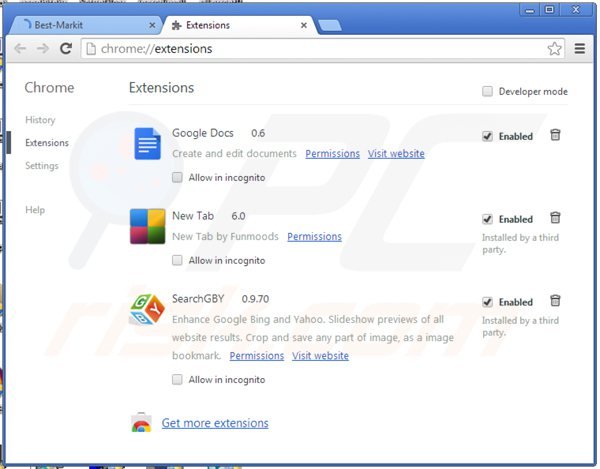 Remova os anúncios BestMarkit do Google Chrome passo 2