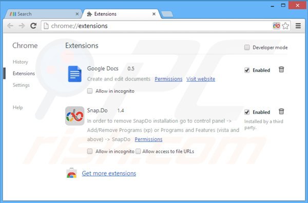 Remova o redirecionamento browse-search.com das extensões relacionadas com o Google Chrome