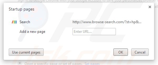 Remova o redirecionamento browse-search.com da página inicial do Google Chrome