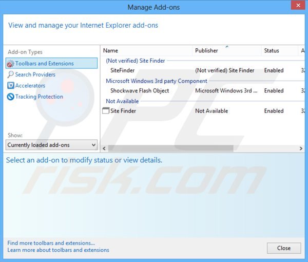 Remover o adware client connect ltd das extensões do Internet Explorer passo 1