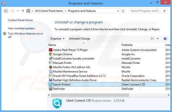 desinstalar o adware client connect ltd via Painel de Controlo