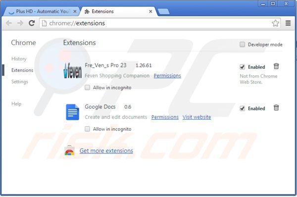 Remova o adware ClipHD do Google Chrome passo 2