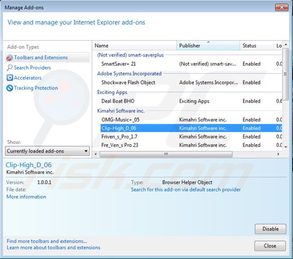 Remova ClipHD do Internet Explorer passo  2