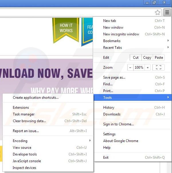 Remova os anúncios Coupon Downloade do Google Chrome passo 1