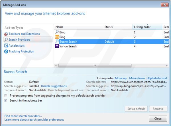 Removerg enhanced-search.com do motor de busca padrão do Internet Explorer