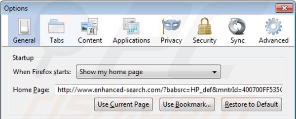 Remover enhanced-search.com da página inicial do Mozilla Firefox