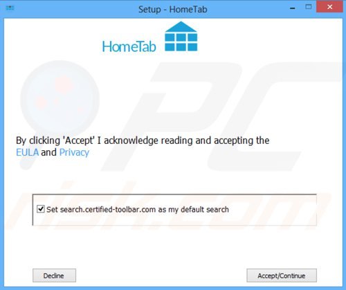 Instalador de adware HomeTab