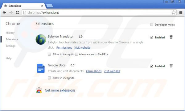 Remova as extensões relacionadas com Max-start.com do Google Chrome