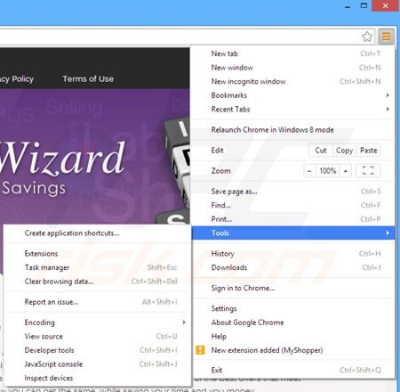 Remova OffersWizard de do Google Chrome passo 1