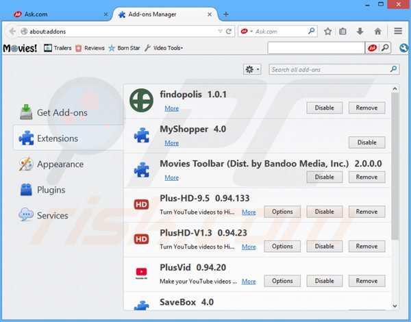 Remova OffersWizard do Mozilla Firefox passo 2