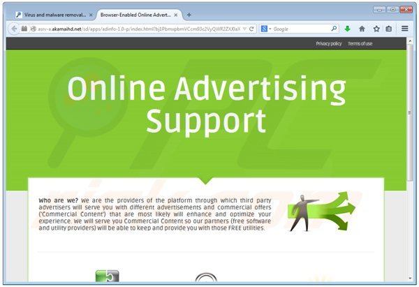 vírus online advertising support