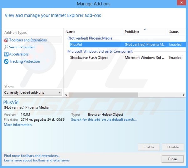 Remova PlusVid do Internet Explorer passo 2