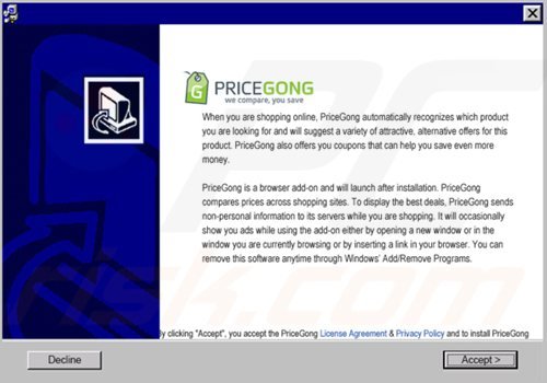 Instalador de software gratuito malicioso usado na distribuição de adware PriceGong