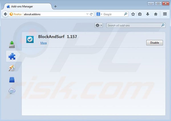 Remova SaferSurf do Mozilla Firefox passo 2