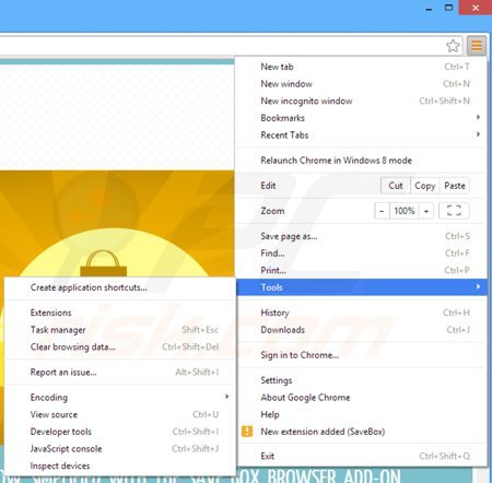 Remova SaveBox do Google Chrome passo 1