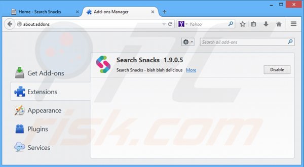 Remova a extensão Search Snacks do Mozilla Firefox passo 2