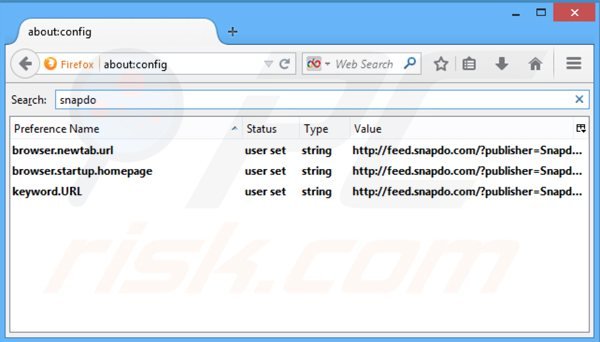 Remova SnapDo das configurações do motor de busca padrão do Mozilla Firefox