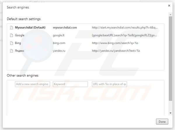 Remover speedial.com do motor de busca padrão do Google Chrome default search engine