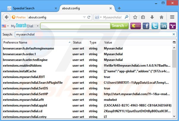 Remover speedial.com do motor de busca padrão do Mozilla Firefox