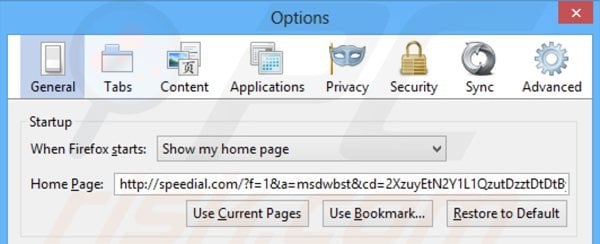 Remover speedial.com da página inicial do Mozilla Firefox