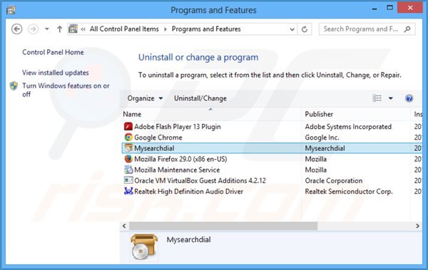 speedial browser hijacker uninstall via Control Panel