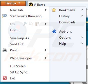 Remova a extensão V-Bates Shopper do Mozilla Firefox passo 1