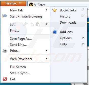 Remova a extensão V-Bates Shopper do Mozilla Firefox passo 1