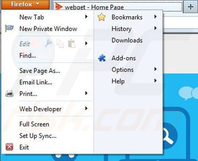 Remova os anúncios webget do Mozilla Firefox passo 1