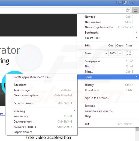 Removendo youtube accelerator do Google Chrome passo 1