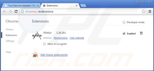 Removendo youtube accelerator do Google Chrome passo 2
