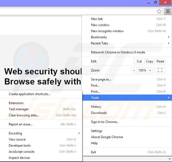 Removendo os anúncios Browser Hero do Google crome passo 1