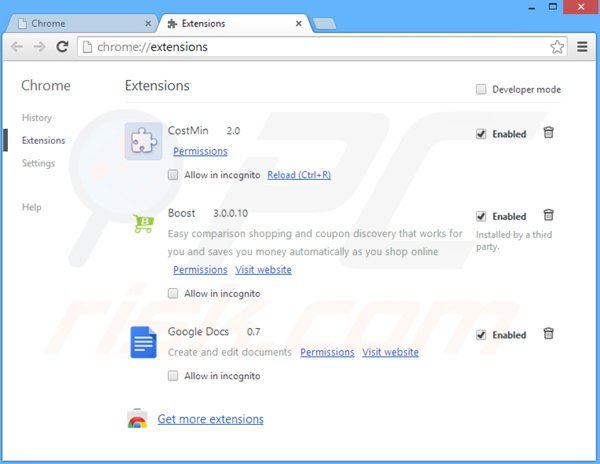 Remova Browser App do Google Chrome passo 2