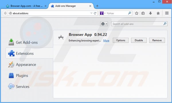 Remova Browser App do Mozilla Firefox passo 2