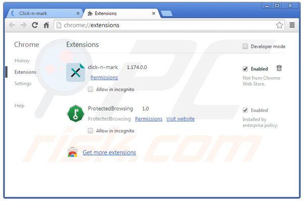 Remova o adware clicknmark do Google Chrome passo 2