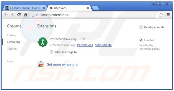 Remova Consumer Input do Google Chrome passo 2