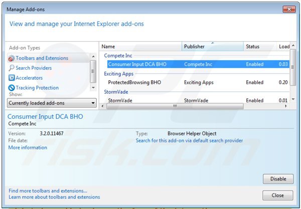 Remova Consumer Input do Internet Explorer passo 2