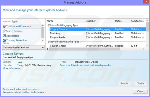 Removendo os anúncios Couponarific do Internet Explorer passo 2